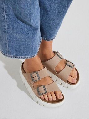 Papillio Birkenstock Chunky Platform Arizona Double Buckle Sandals Size EU 40